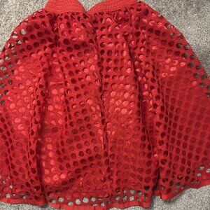 Red Textured Skirt-L